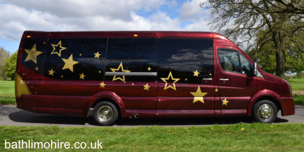 Minibus with gold star motifs